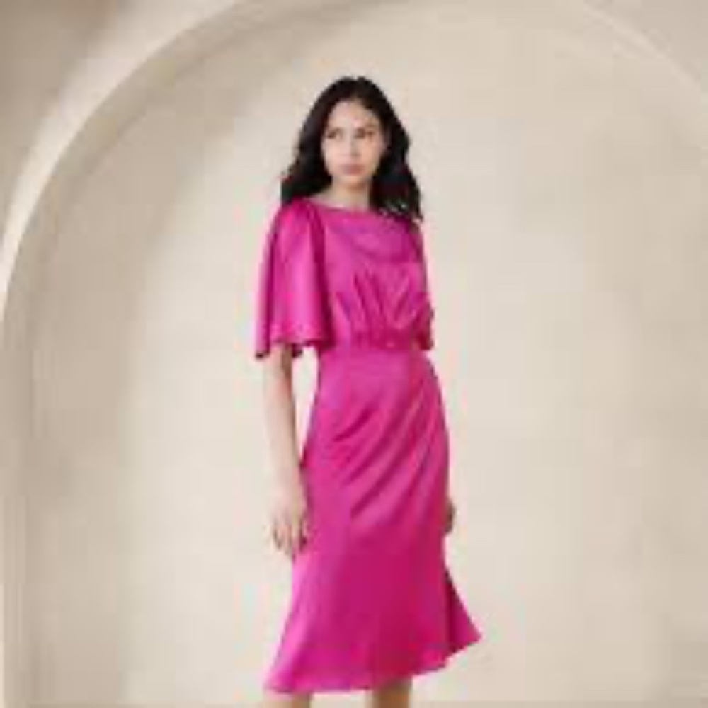 BANANA REPUBLIC FLUTTER-SLEEVE KNEE-LENGTH DRESS